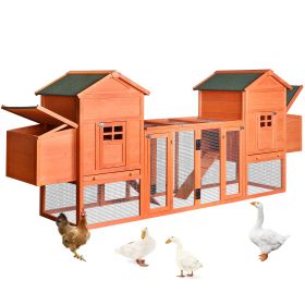 Outdoor Wooden Chicken Coop, 124" Large Hen Cage Rabbit House, Bunny Hutch with Ventilation Door, Removable Ramp Garden Backyard Pet House Chicken Nes