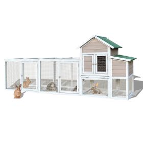 122" Large Wood Chicken Coop Hen House Pet Rabbit Hutch Wooden Pet Cage Backyard with Nesting Box