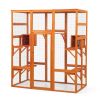 Large Cat Enclosure with 5 Perches, 2 Condos and 1 Lockable Door, Orange